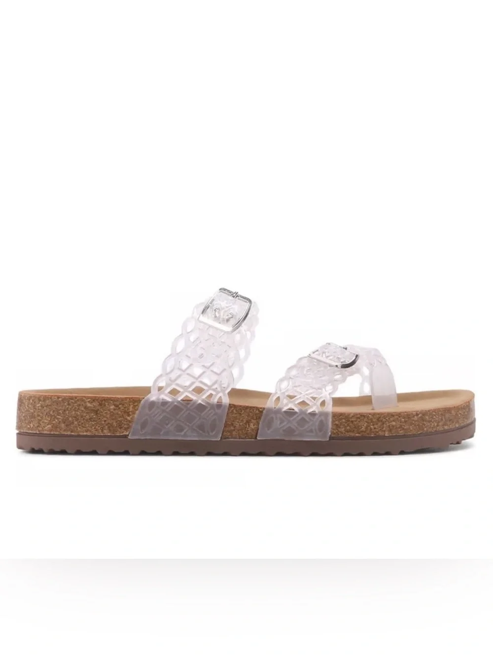*new* Steve Madden Clear Braided Strap Cork-Style Footbed Sandals
